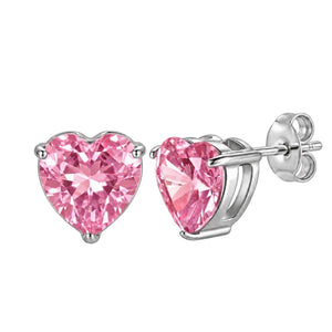Classic Colorful Heart Birthstone Stud Earrings