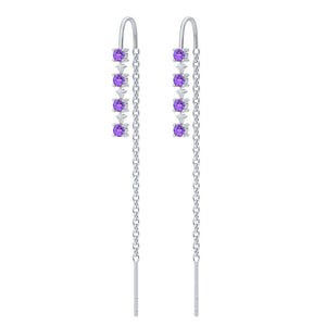 Tiny Star Moon Colorful CZ Threader Earrings