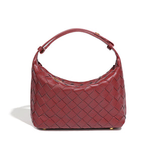 Convertible Woven Leather Hobo Handbag