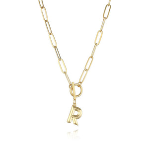 Gold Initial Letter Pendant Necklace
