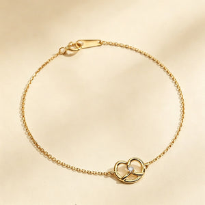 Pretzel Knot CZ Accent Charm Chain Bracelet