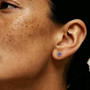 Celestial CZ Star Beaded  Frame Stud Earrings