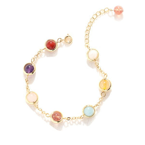 Rainbow Chakra Crystal Station Chain Bracelet