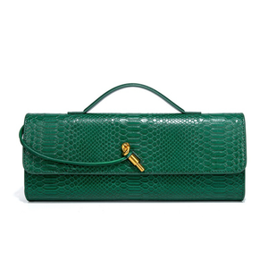 Alligator-Embossed Leather Clutch Handbag