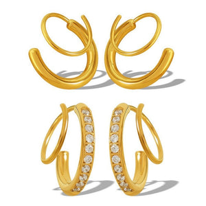 Double Layer Spiral Open Huggie Hoop Earrings