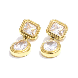 Geometric Bezel Moissanite Drop Stud Earrings