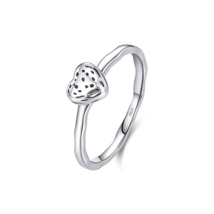 Textured Heart Organic Wave Band Stack Ring