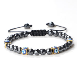 Evil Eye Ceramic Malachite Rope Bracelet