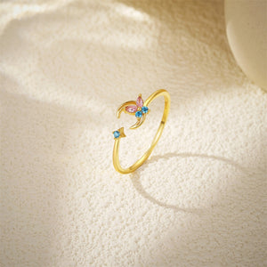 Butterfly Moon Star CZ Adjustable Open Ring