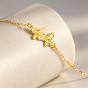 Dual Textured Butterfly Charm Chain Bracelet