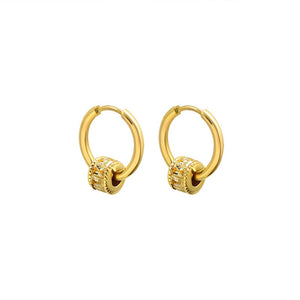 Baguette Barrel Cylinder Drop Hoop Earrings