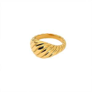 Chunky Croissant Textured Twisted Band Ring