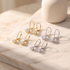 Classic Round Moissanite Drop Hoop Earrings