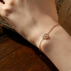 Pretzel Knot CZ Accent Charm Chain Bracelet
