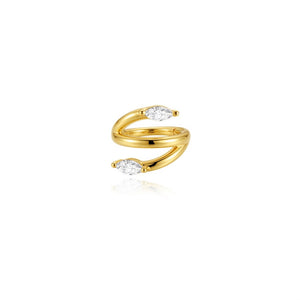Dainty Dual Marquise CZ Spiral Hoop Earrings