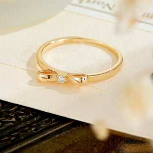 Minimalist Moissanite Accent Bow Band Ring
