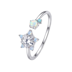 Star Crystal Opal Cluster Stacking Open Ring