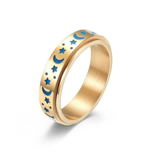 Luminous Moon Star Fidget Spinner Ring