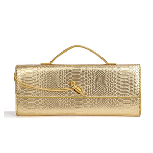Alligator-Embossed Leather Clutch Handbag