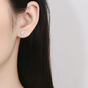 Enamel Cherry Blossom Crystal Stud Earrings
