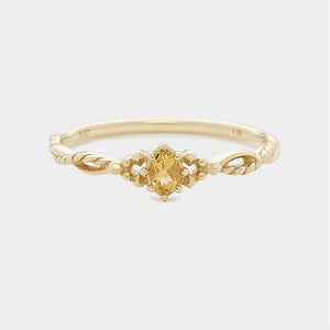 Vintage Oval Cut Gemstone Filigree Band Ring