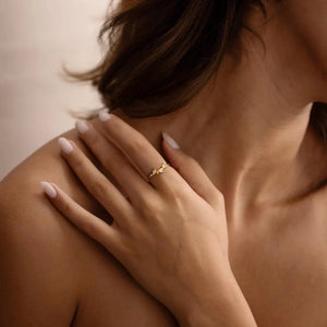 Marquise CZ Cluster Leaf Vine Thin Band Ring