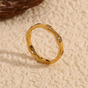 Dainty Celestial Starburst CZ Wavy Band Ring