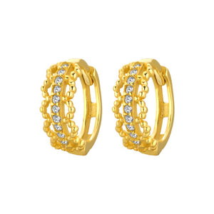 Dainty Filigree Lace CZ Huggie Hoop Earrings