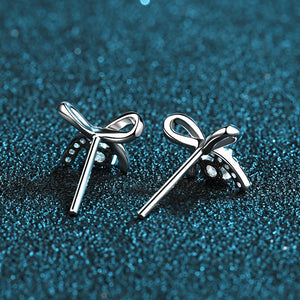 Moissanite Bow Pave Cartilage Stud Earrings
