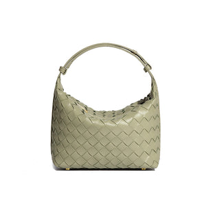 Convertible Woven Leather Hobo Handbag