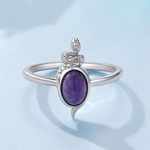 Oval Amethyst Cabochon Snake Stacking Ring