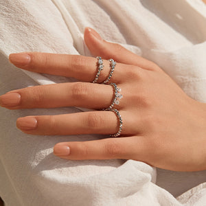 Triple Moissanite Dangle Charm Beaded Ring
