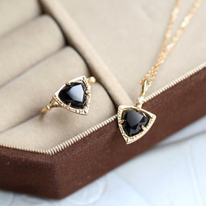 Dainty Triangle Black Onyx Pendant Necklace