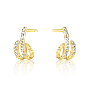 Elegant Pave Dual Layer Illusion Stud Earrings
