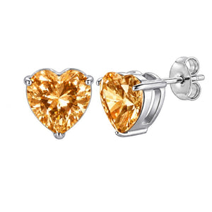 Classic Colorful Heart Birthstone Stud Earrings
