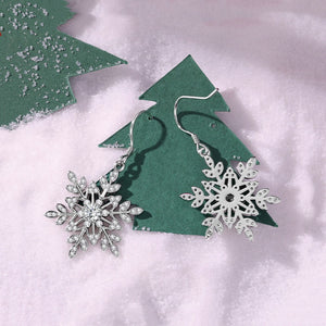 Dainty Snowflake Pave CZ Drop Hook Earrings