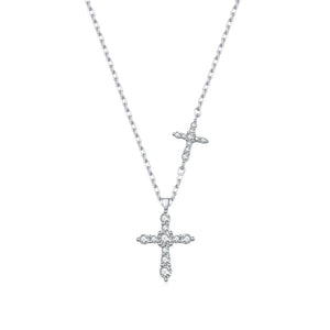 Dual Pavé Moissanite Cross Pendant Necklace