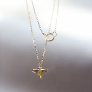 Dainty Yellow Bumble Bee Pendant Necklace