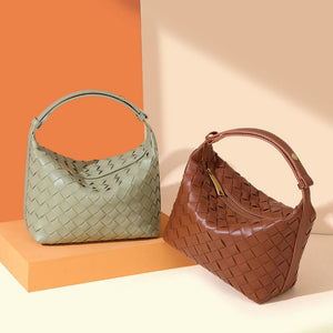 Convertible Woven Leather Hobo Handbag