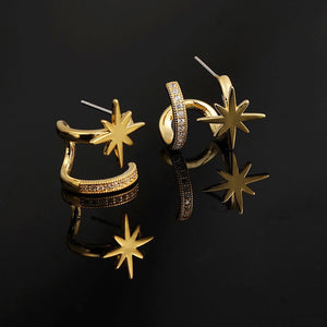 North Star Curved Half Hoop Stud Earrings