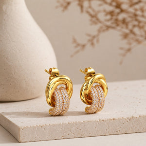 Chunky Intertwined Pave CZ Hoop Earrings