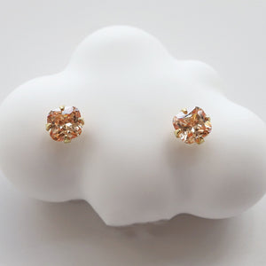 Champagne Cushion Cut Crystal Stud Earrings