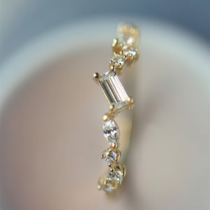 Mixed CZ Cluster Wave Stackable Band Ring