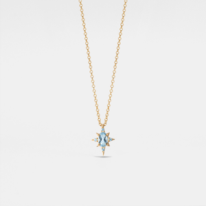 Aquamarine Oval CZ Star Pendant Necklace