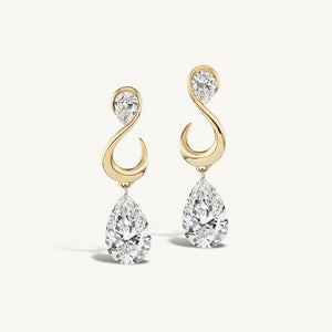 Elegant Dual Pear CZ Swirl Drop Stud Earrings