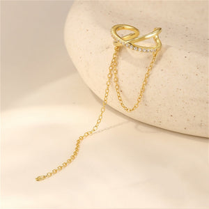 Criss Cross Pave Drop Chain Clip-On Earrings