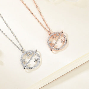 Celestial Saturn Star Pave CZ Charm Necklace