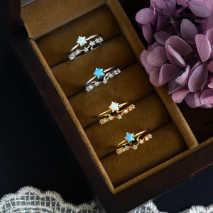 Celestial Star Opal Chevron Double Open Ring