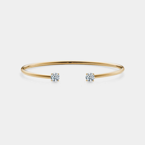 Twin Moissanite Open Cuff Bangle Bracelet