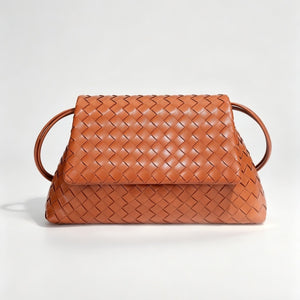 Handwoven Leather Flap Shoulder Handbag